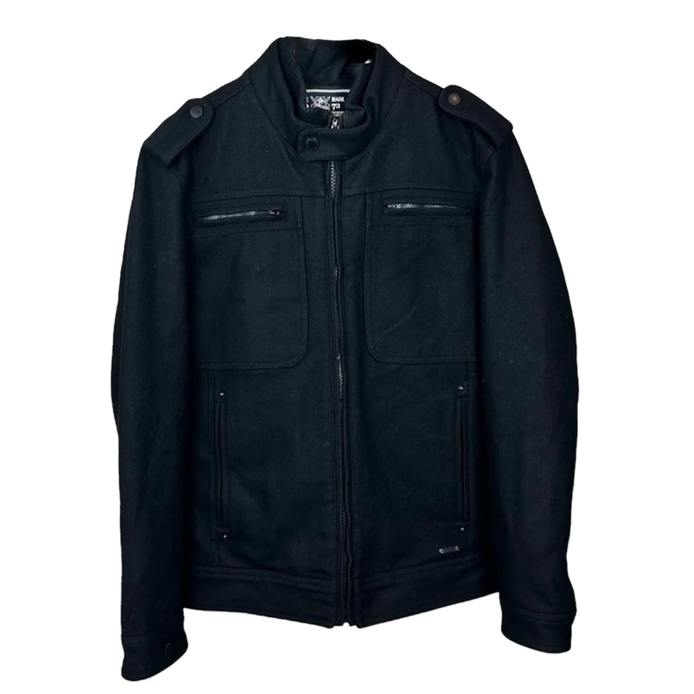 Buffalo David Bitton Wool Blend Black Military Jacket Heavy Duty Small Men’s